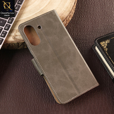 Xiaomi Poco C65 Cover - Gray - Luxury Premium Leather Megantic Flip Book Covers With Card Holding Option