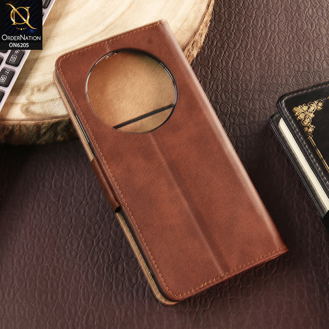Xiaomi Poco C75 Cover - Dark Brown - Luxury Premium Leather Megantic Flip Book Covers With Card Holding Option