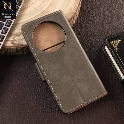 Xiaomi Redmi 14C Cover - Gray - Luxury Premium Leather Megantic Flip Book Covers With Card Holding Option