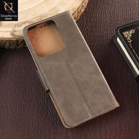 Xiaomi Poco C85 4G Cover - Gray - Luxury Premium Leather Megantic Flip Book Covers With Card Holding Option