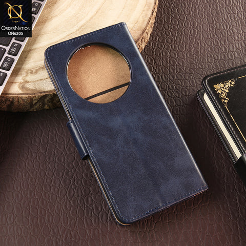 Xiaomi Redmi A3 Cover - Blue - Luxury Premium Leather Megantic Flip Book Covers With Card Holding Option