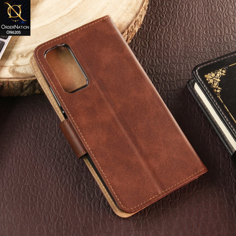 Xiaomi Redmi Note 11S Cover - Dark Brown - Luxury Premium Leather Megantic Flip Book Covers With Card Holding Option