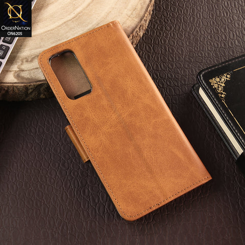 Xiaomi Redmi Note 11S Cover - Light Brown - Luxury Premium Leather Megantic Flip Book Covers With Card Holding Option