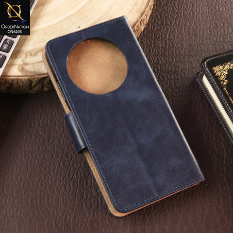 Oppo Reno 12F Cover - Blue - Luxury Premium Leather Megantic Flip Book Covers With Card Holding Option