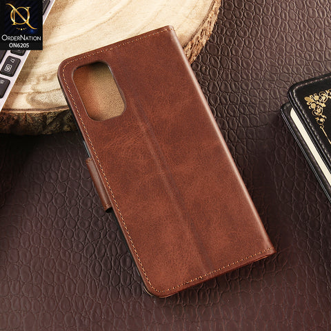 Oppo Reno 6 Cover - Dark Brown - Luxury Premium Leather Megantic Flip Book Covers With Card Holding Option