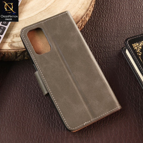 Oppo Reno 6 Cover - Gray - Luxury Premium Leather Megantic Flip Book Covers With Card Holding Option