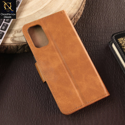 Oppo Reno 6 Cover - Light Brown - Luxury Premium Leather Megantic Flip Book Covers With Card Holding Option