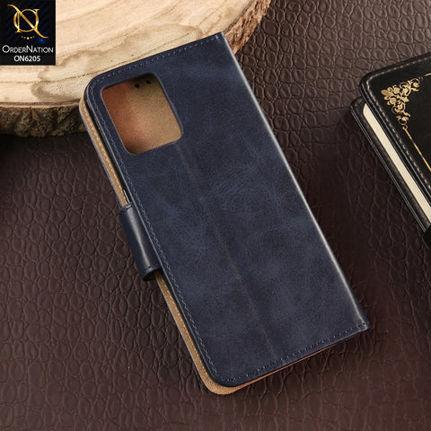 Oppo Reno 7 4G Cover - Blue - Luxury Premium Leather Megantic Flip Book Covers With Card Holding Option