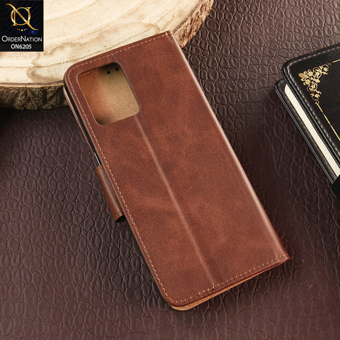 Oppo F21 Pro 4G Cover - Dark Brown - Luxury Premium Leather Megantic Flip Book Covers With Card Holding Option