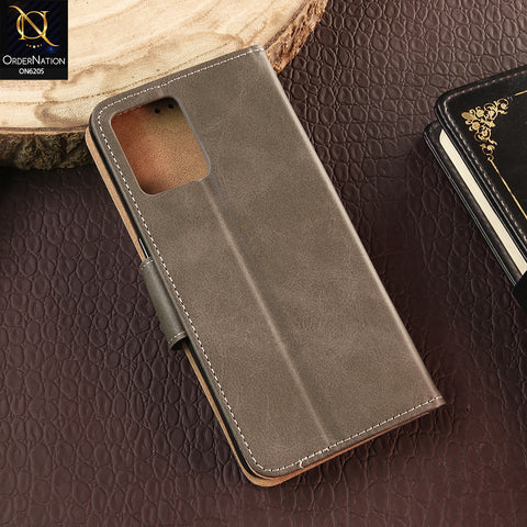 Oppo Reno 7 4G Cover - Gray - Luxury Premium Leather Megantic Flip Book Covers With Card Holding Option