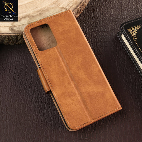 Oppo Reno 7 4G Cover - Light Brown - Luxury Premium Leather Megantic Flip Book Covers With Card Holding Option