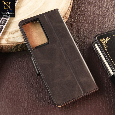 Samsung Galaxy S21 Ultra 5G Cover - Black - Luxury Premium Leather Megantic Flip Book Covers With Card Holding Option