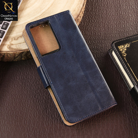 Samsung Galaxy S21 Ultra 5G Cover - Blue - Luxury Premium Leather Megantic Flip Book Covers With Card Holding Option