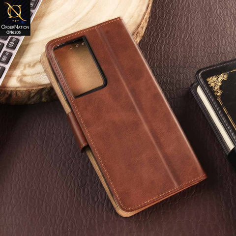 Samsung Galaxy S21 Ultra 5G Cover - Dark Brown - Luxury Premium Leather Megantic Flip Book Covers With Card Holding Option