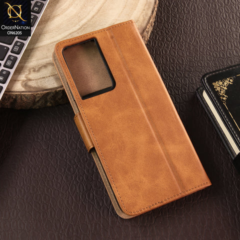 Samsung Galaxy S21 Ultra 5G Cover - Light Brown - Luxury Premium Leather Megantic Flip Book Covers With Card Holding Option