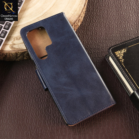 Samsung Galaxy S23 Ultra Cover - Blue - Luxury Premium Leather Megantic Flip Book Covers With Card Holding Option