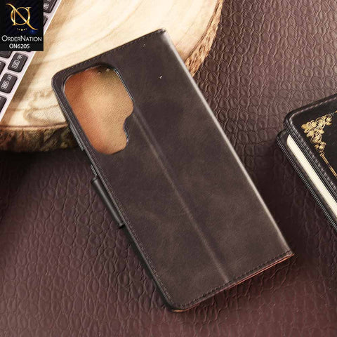 Samsung Galaxy S26 Ultra Cover - Black - Luxury Premium Leather Megantic Flip Book Covers With Card Holding Option