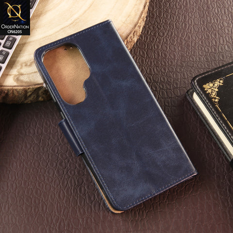 Samsung Galaxy S26 Ultra Cover - Blue - Luxury Premium Leather Megantic Flip Book Covers With Card Holding Option