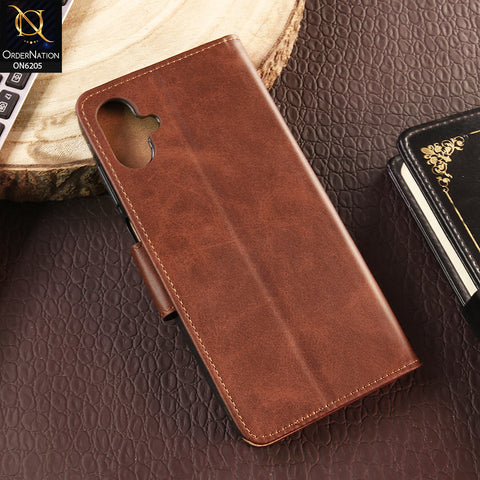 Samsung Galaxy A06 Cover - Dark Brown - Luxury Premium Leather Megantic Flip Book Covers With Card Holding Option