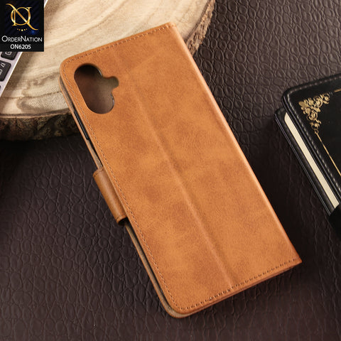 Samsung Galaxy A06 Cover - Light Brown - Luxury Premium Leather Megantic Flip Book Covers With Card Holding Option