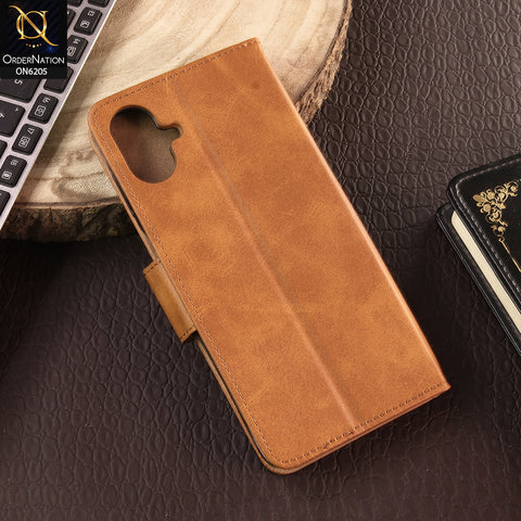Samsung Galaxy A07 4G Cover - Light Brown - Luxury Premium Leather Megantic Flip Book Covers With Card Holding Option