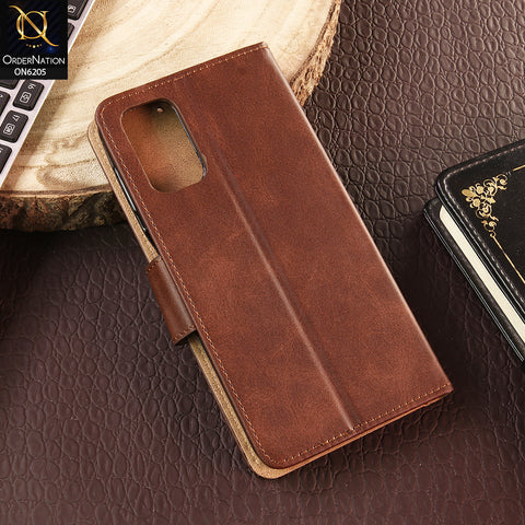 Samsung Galaxy A13 Cover - Dark Brown - Luxury Premium Leather Megantic Flip Book Covers With Card Holding Option