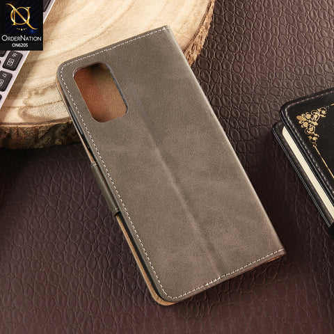 Samsung Galaxy A13 Cover - Gray - Luxury Premium Leather Megantic Flip Book Covers With Card Holding Option