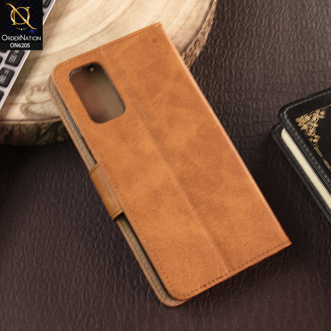 Samsung Galaxy A13 Cover - Light Brown - Luxury Premium Leather Megantic Flip Book Covers With Card Holding Option
