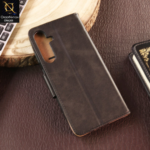 Samsung Galaxy A14 Cover - Black - Luxury Premium Leather Megantic Flip Book Covers With Card Holding Option