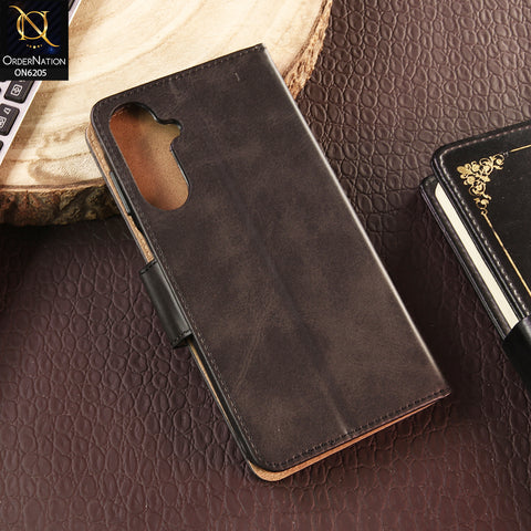 Samsung Galaxy A16 Cover - Black - Luxury Premium Leather Megantic Flip Book Covers With Card Holding Option