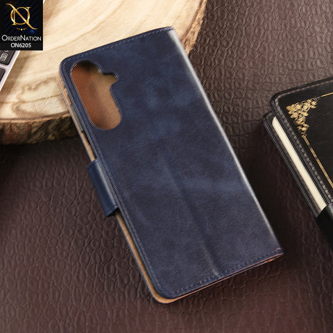 Samsung Galaxy A16 Cover - Blue - Luxury Premium Leather Megantic Flip Book Covers With Card Holding Option