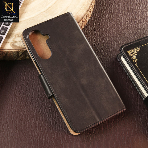 Samsung Galaxy M17 Cover - Black - Luxury Premium Leather Megantic Flip Book Covers With Card Holding Option