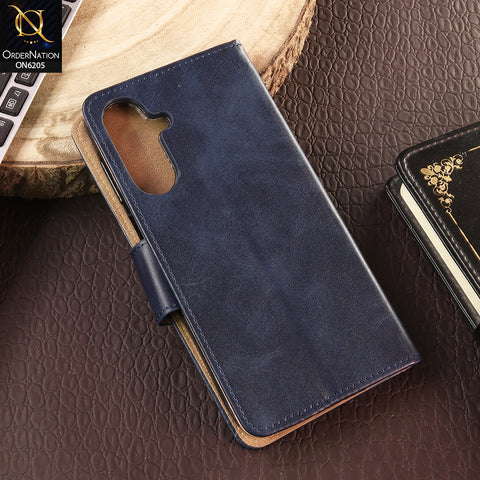 Samsung Galaxy A26 Cover - Blue - Luxury Premium Leather Megantic Flip Book Covers With Card Holding Option