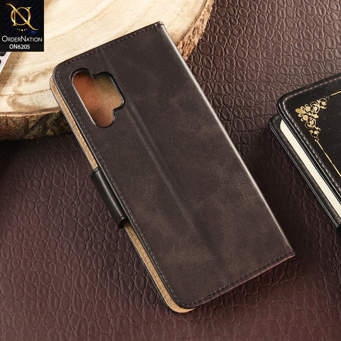 Samsung Galaxy A32 Cover - Black - Luxury Premium Leather Megantic Flip Book Covers With Card Holding Option