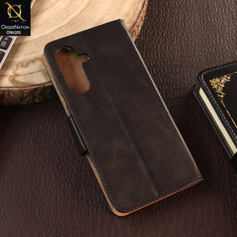 Samsung Galaxy A36 Cover - Black - Luxury Premium Leather Megantic Flip Book Covers With Card Holding Option