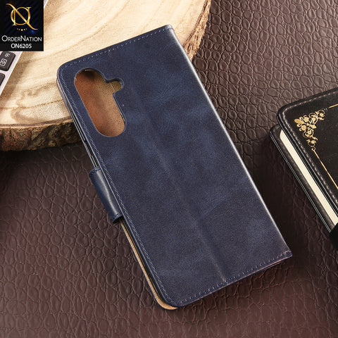 Samsung Galaxy A36 Cover - Blue - Luxury Premium Leather Megantic Flip Book Covers With Card Holding Option