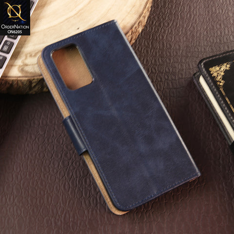 Samsung Galaxy A52 Cover - Blue - Luxury Premium Leather Megantic Flip Book Covers With Card Holding Option