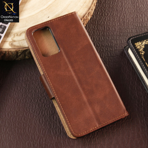Samsung Galaxy A52s 5G Cover - Dark Brown - Luxury Premium Leather Megantic Flip Book Covers With Card Holding Option