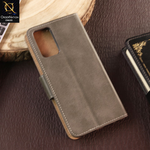 Samsung Galaxy A52 Cover - Gray - Luxury Premium Leather Megantic Flip Book Covers With Card Holding Option