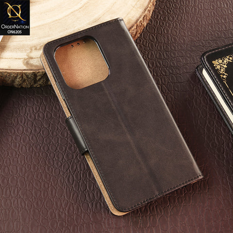 Infinix Smart 9 Cover - Black - Luxury Premium Leather Megantic Flip Book Covers With Card Holding Option
