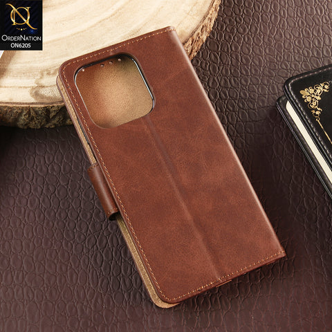 Infinix Smart 9 Cover - Dark Brown - Luxury Premium Leather Megantic Flip Book Covers With Card Holding Option