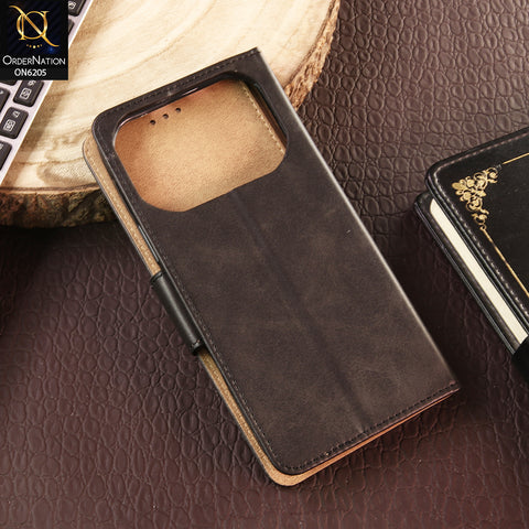 Tecno Spark 40 Cover - Black - Luxury Premium Leather Megantic Flip Book Covers With Card Holding Option