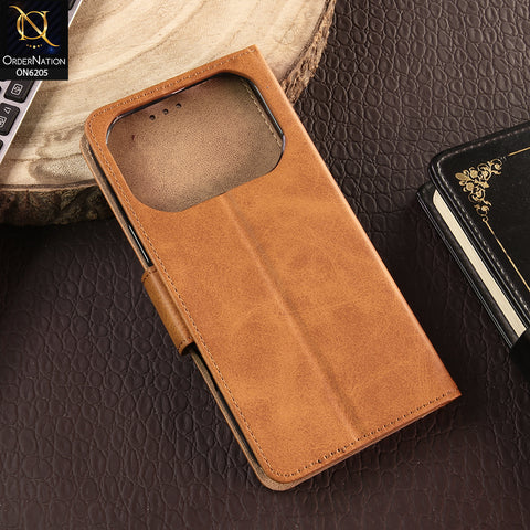 Tecno Spark 40 Cover - Light Brown - Luxury Premium Leather Megantic Flip Book Covers With Card Holding Option