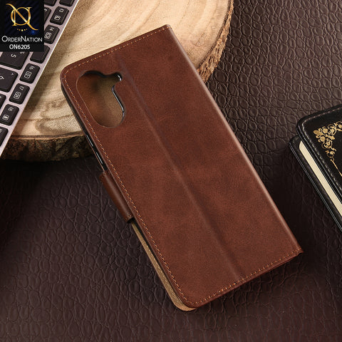 Tecno Spark Go 3 Cover - Dark Brown - Luxury Premium Leather Megantic Flip Book Covers With Card Holding Option