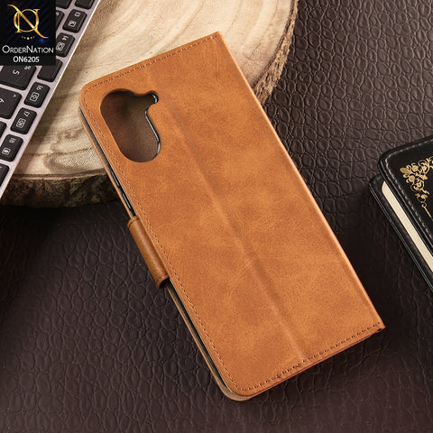 Tecno Spark Go 3 Cover - Light Brown - Luxury Premium Leather Megantic Flip Book Covers With Card Holding Option