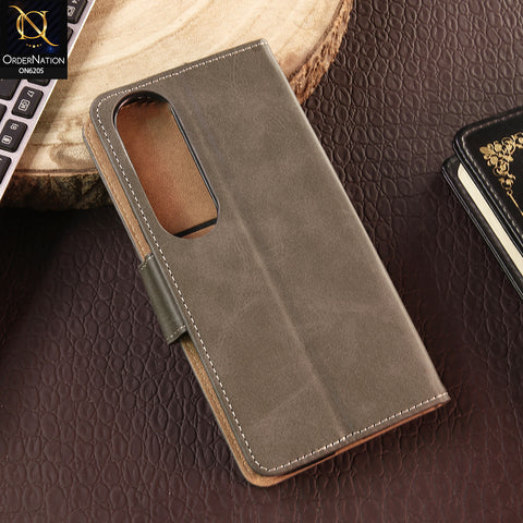 Vivo V50 Lite Cover - Gray - Luxury Premium Leather Megantic Flip Book Covers With Card Holding Option