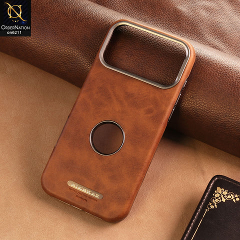 iPhone 17 Pro Max Cover -  Brown -  New Premium RimbMax High Quality Leather  Case With Premium Quality Magnatic Card Holding Options And KickStand