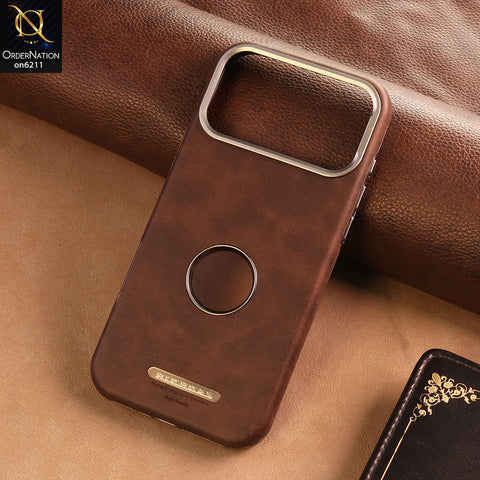 iPhone 17 Pro Max Cover -  Coffee -  New Premium RimbMax High Quality Leather  Case With Premium Quality Magnatic Card Holding Options And KickStand