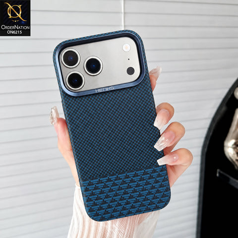 iPhone 17 Pro Max Cover - Blue - HENKS Carbon Fiber Texture Slim Back Cover Case with Camera Lens Protection