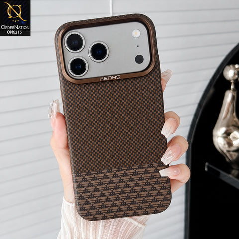 iPhone 17 Pro Max Cover - Brown - HENKS Carbon Fiber Texture Slim Back Cover Case with Camera Lens Protection
